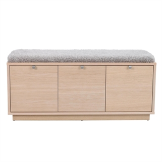 Confetti Hvidpigmenteret bænk m. 3 skuffer m. gråt sæde